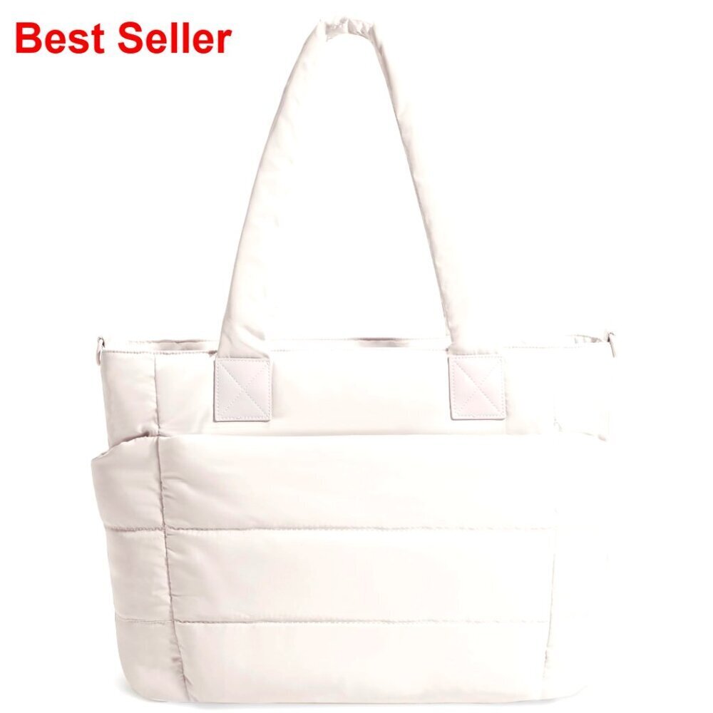 Large Puffer Tote Bag with Zipper for Work Travel Nurse Shoulder Bag